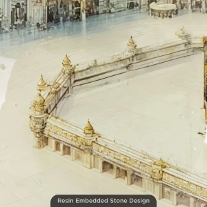 WR680-8-Kaaba Masjid al-Haram Wall Art with Resin Stone Design and Aluminium Frame (6)