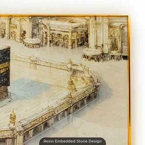 WR680-8-Kaaba Masjid al-Haram Wall Art with Resin Stone Design and Aluminium Frame (8)