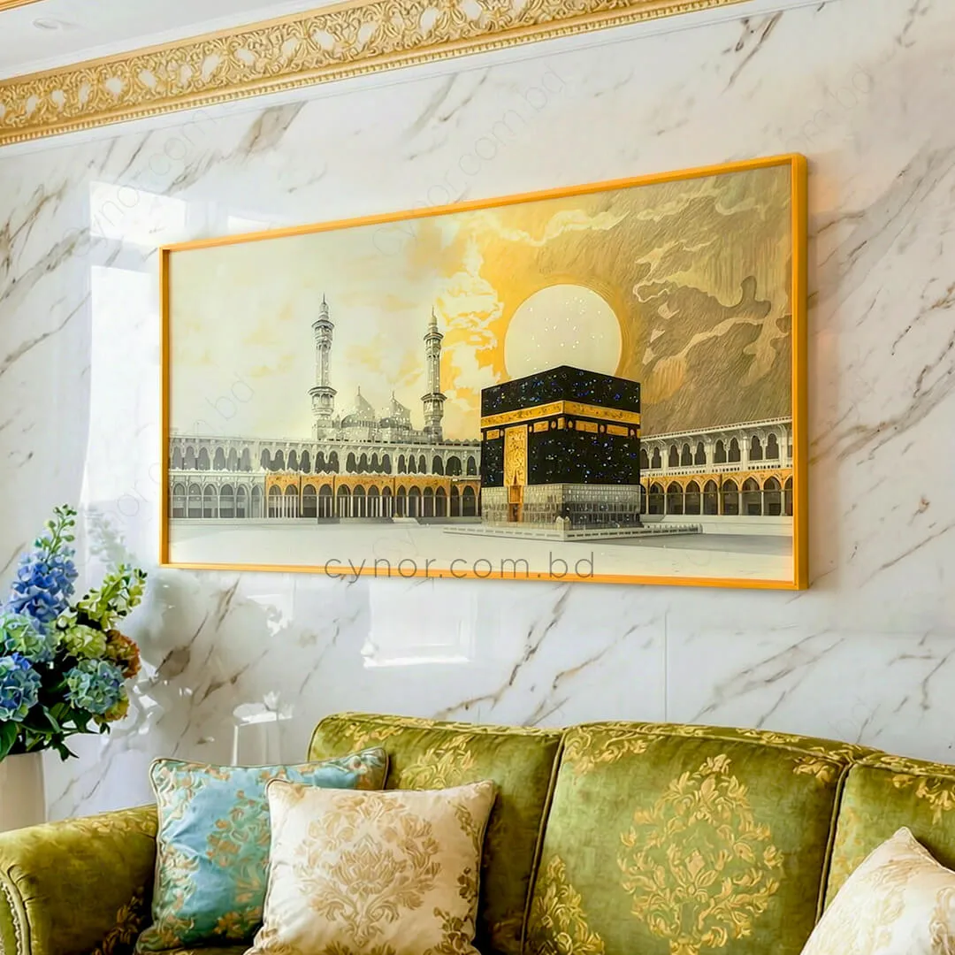 WR680-9-Kaaba Masjid al-Haram Wall Art with Resin Stone Design and Golden Aluminium Frame (1) WR680-9-Kaaba Masjid al-Haram Wall Art with Resin Stone Design and Golden Aluminium Frame (1)