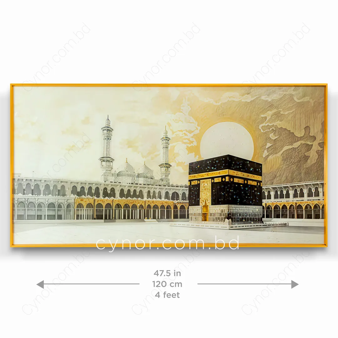 WR680-9-Kaaba Masjid al-Haram Wall Art with Resin Stone Design and Golden Aluminium Frame (2) WR680-9-Kaaba Masjid al-Haram Wall Art with Resin Stone Design and Golden Aluminium Frame (2)