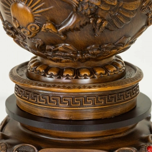 HD273-1-Luxury Chinese Feng Shui Hand-Carved Wood Decorative Display Vase with Polyresin Red Stones (10)