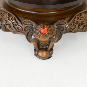 HD273-1-Luxury Chinese Feng Shui Hand-Carved Wood Decorative Display Vase with Polyresin Red Stones (15)