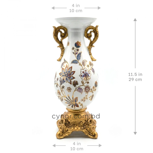 HD275-Classical Elegance Porcelain Body Polyresin Handles and Base Decorative Vase (2)