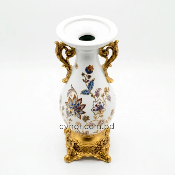HD275-Classical Elegance Porcelain Body Polyresin Handles and Base Decorative Vase (3)