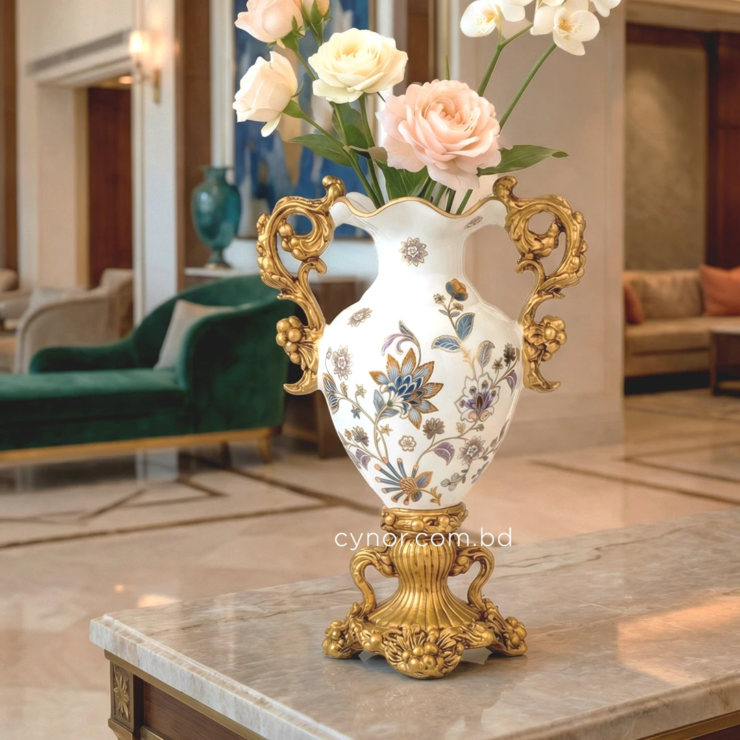 HD276-Victorian Design Ceramic Body Polyresin Handles and Grand Base Decorative Vase (2) HD276-Victorian Design Ceramic Body Polyresin Handles and Grand Base Decorative Vase (2)