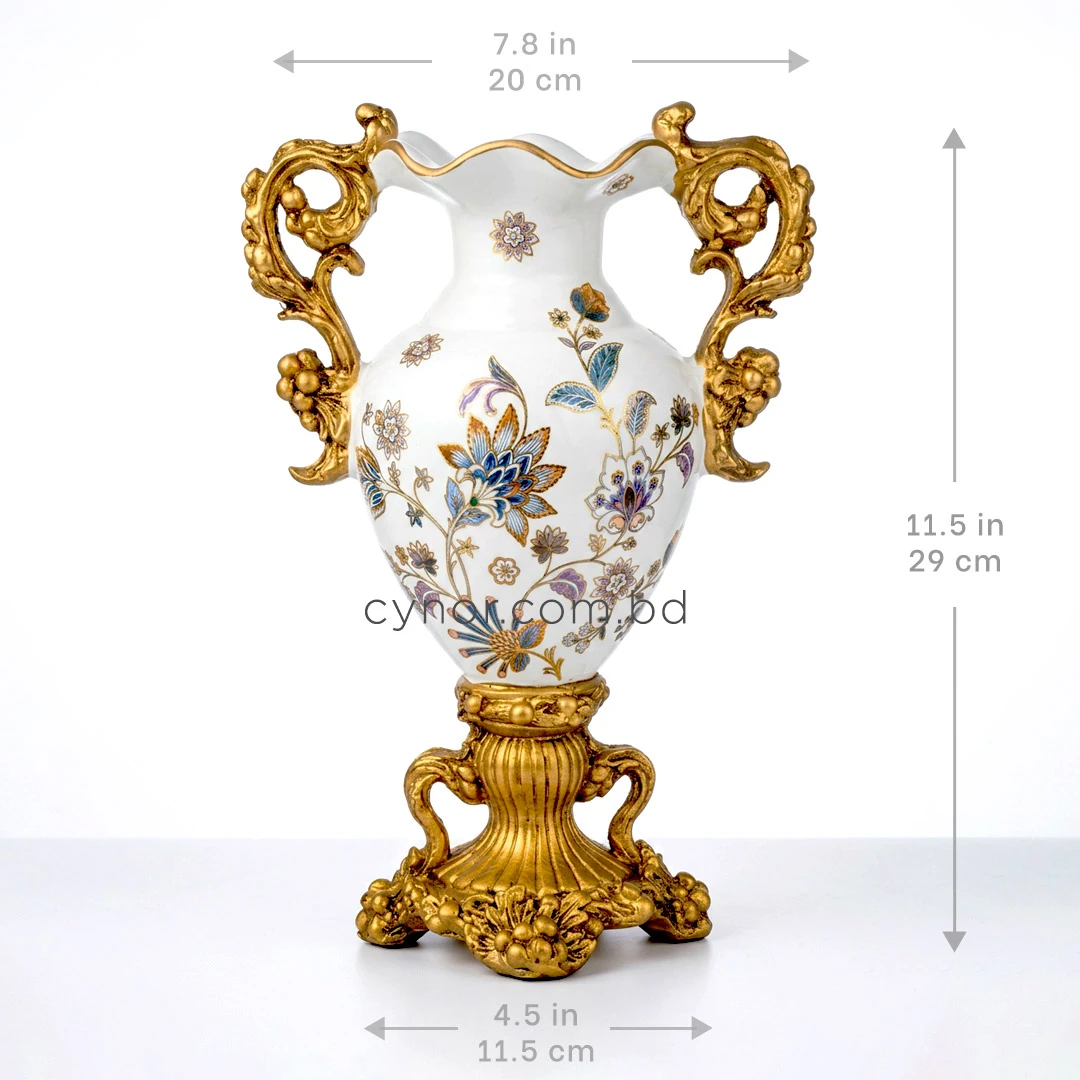 HD276-Victorian Design Ceramic Body Polyresin Handles and Grand Base Decorative Vase (3) HD276-Victorian Design Ceramic Body Polyresin Handles and Grand Base Decorative Vase (3)