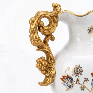 HD276-Victorian Design Ceramic Body Polyresin Handles and Grand Base Decorative Vase (5)