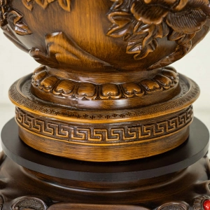 HD277-2-Luxury Chinese Feng Shui Hand-Carved Wood Decorative Display Vase with Polyresin Red Stones (12)