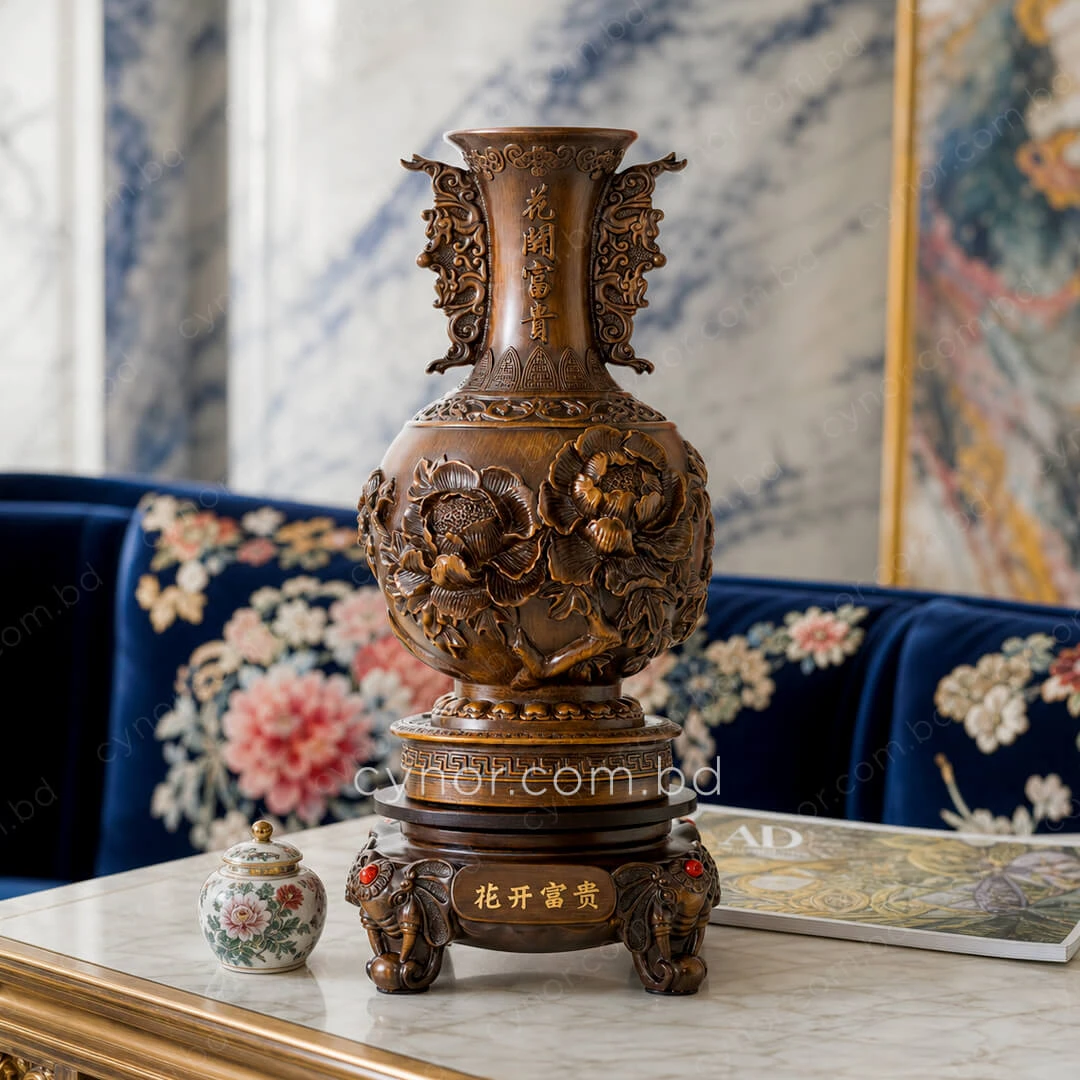 HD277-2-Luxury Chinese Feng Shui Hand-Carved Wood Decorative Display Vase with Polyresin Red Stones (2) HD277-2-Luxury Chinese Feng Shui Hand-Carved Wood Decorative Display Vase with Polyresin Red Stones (2)