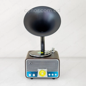 HD279-Luxury Vintage Gramophone Bluetooth Speaker and FM Radio with Spinning Disk (9)