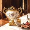 KC270-Premium Vintage Ceramic Candy and Sweet Jar with Ornate Golden Polyresin Handles and Base (7)