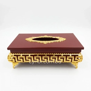 KC271-1-Wooden Body Golden Metal Greek Key pattern Tissue Box Holder (4)