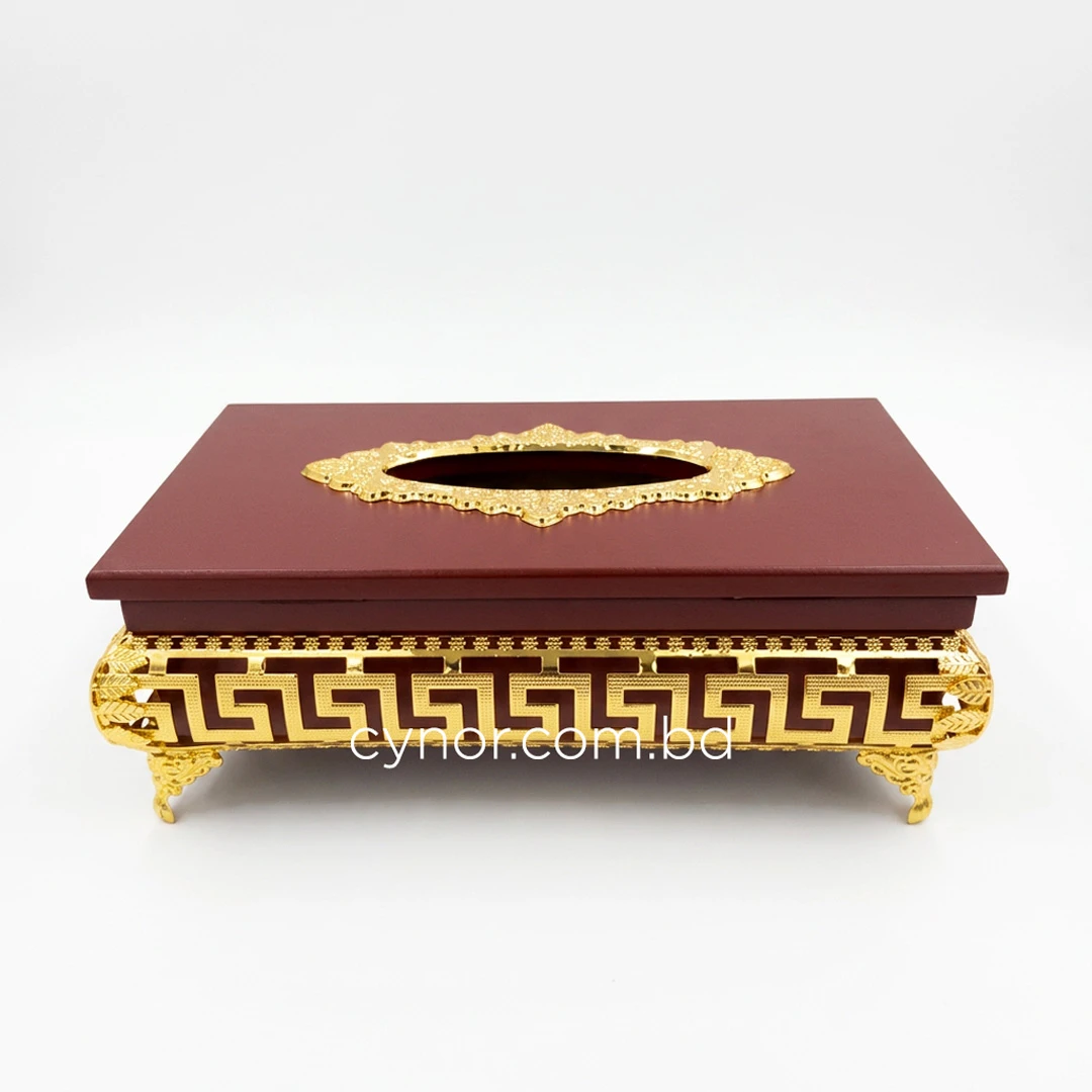KC271-1-Wooden Body Golden Metal Greek Key pattern Tissue Box Holder (4) KC271-1-Wooden Body Golden Metal Greek Key pattern Tissue Box Holder (4)