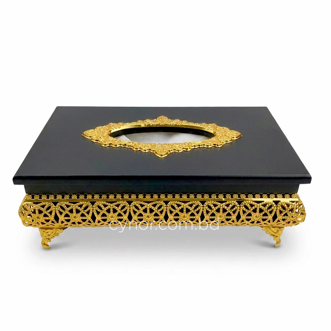KC271-2-Wooden Black Body Golden Metal Floral Lattice Pattern Tissue Box Holder (3) KC271-2-Wooden Black Body Golden Metal Floral Lattice Pattern Tissue Box Holder (3)