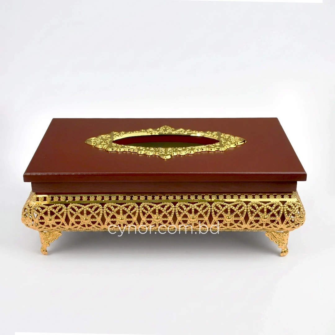 KC271-3-Wooden Body Golden Metal Floral Lattice Pattern Tissue Box Holder (4) KC271-3-Wooden Body Golden Metal Floral Lattice Pattern Tissue Box Holder (4)