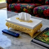 KC271-4-Wooden White Body Golden Metal Greek Key pattern Tissue Box Holder (1)