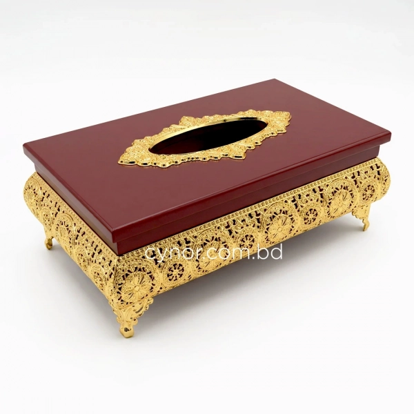 KC271-5-Wooden-Body-Golden-Metal-Mandala Pattern-Tissue-Box-Holder-(5)