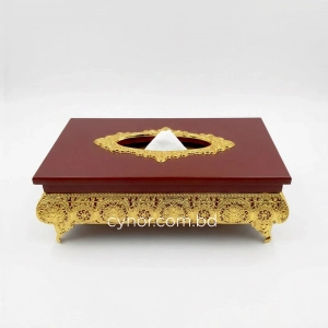 KC271-5-Wooden-Body-Golden-Metal-Mandala Pattern-Tissue-Box-Holder-(6)