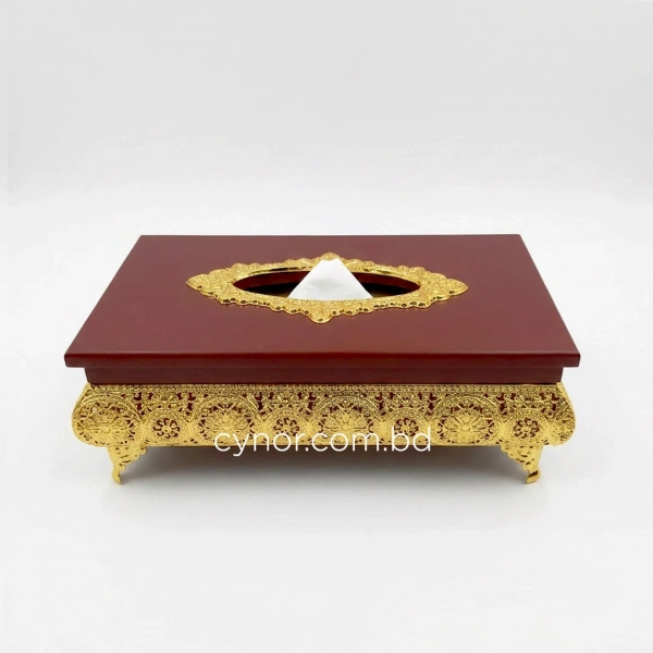 KC271-5-Wooden-Body-Golden-Metal-Mandala Pattern-Tissue-Box-Holder-(6)