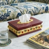 KC272-1-Wooden Body Golden Metal Pattern Plastic Gemstone Embossed Tissue Box Holder (1)