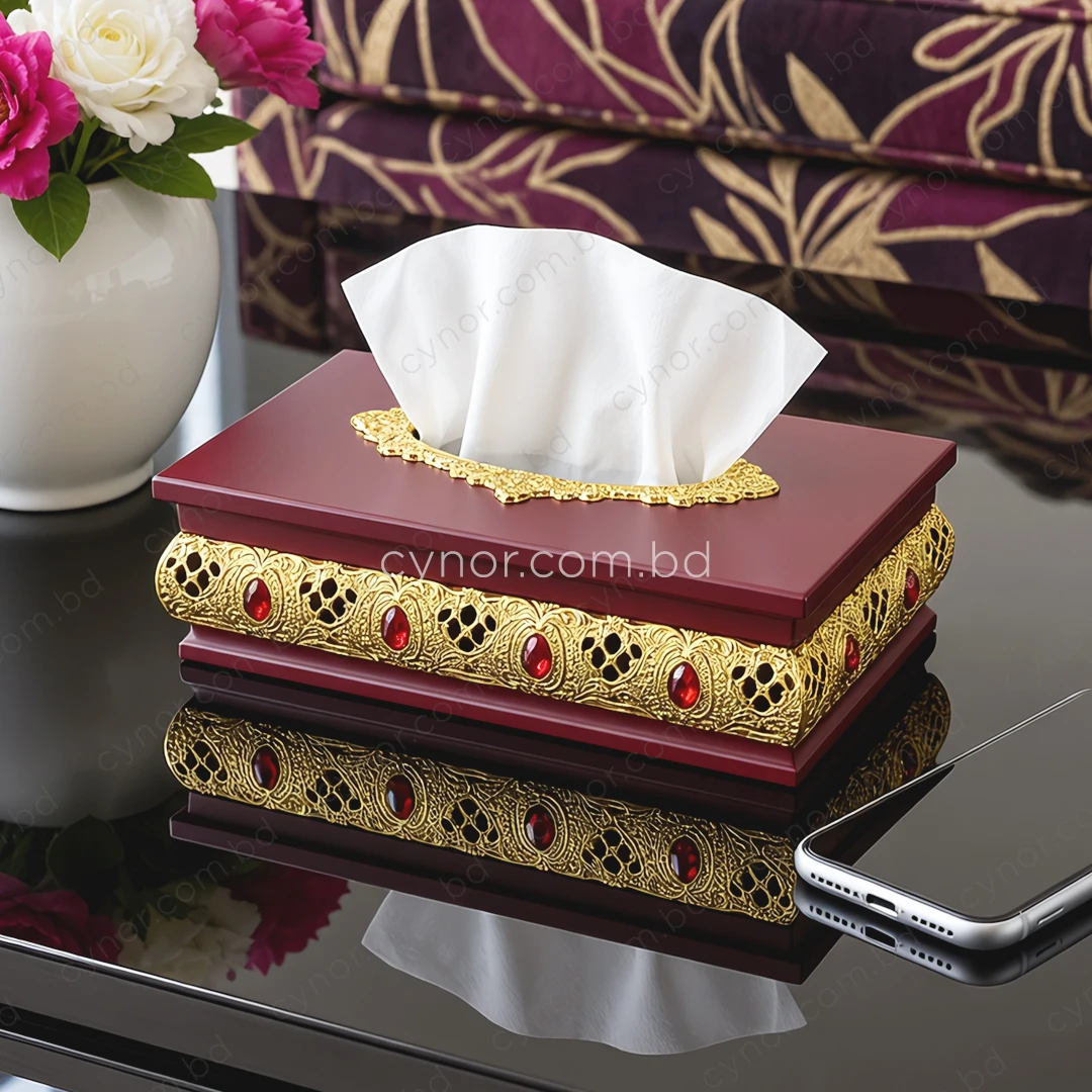 KC272-1-Wooden Body Golden Metal Pattern Plastic Gemstone Embossed Tissue Box Holder (2) KC272-1-Wooden Body Golden Metal Pattern Plastic Gemstone Embossed Tissue Box Holder (2)