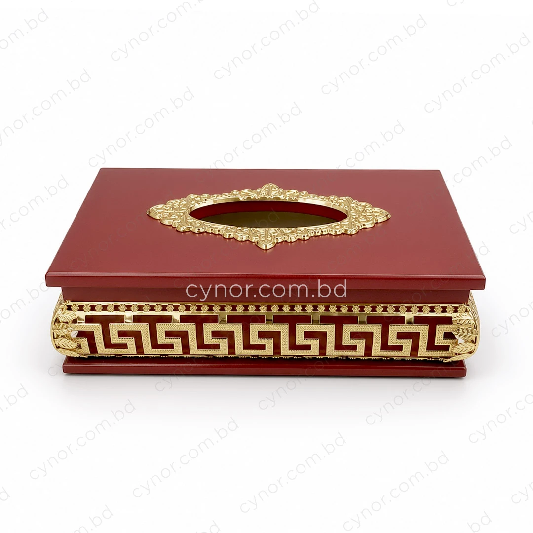 KC272-3-Wooden Body Golden Metal Greek Key Pattern Tissue Box Holder (3) KC272-3-Wooden Body Golden Metal Greek Key Pattern Tissue Box Holder (3)