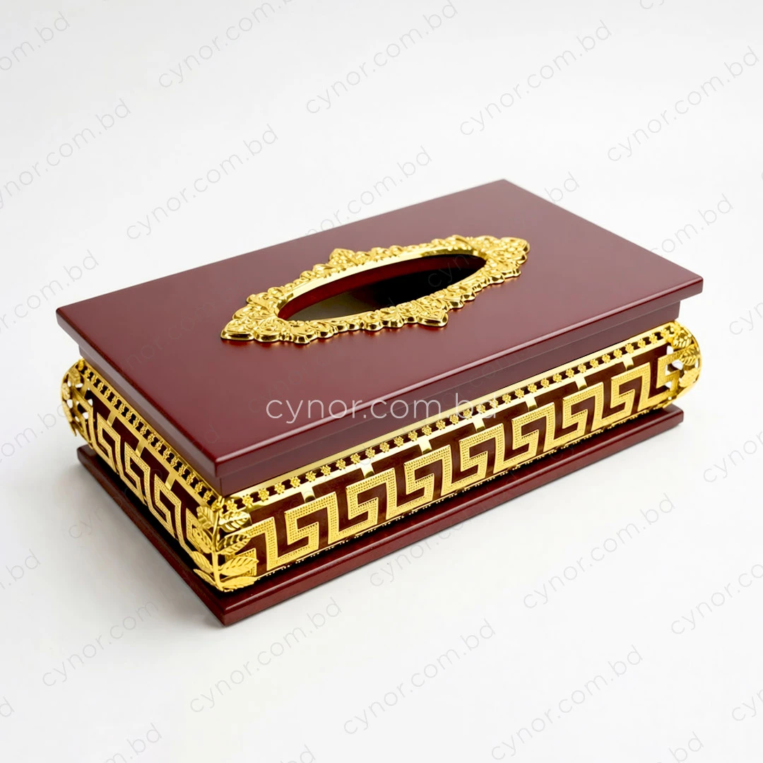 KC272-3-Wooden Body Golden Metal Greek Key Pattern Tissue Box Holder (4) KC272-3-Wooden Body Golden Metal Greek Key Pattern Tissue Box Holder (4)