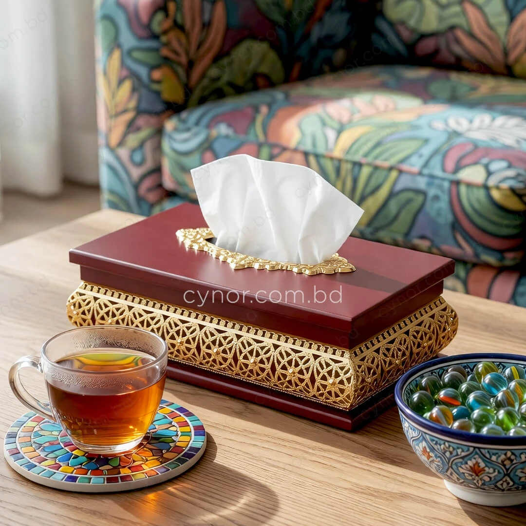 KC272-4-Wooden Body Golden Color Metal Floral Lattice Pattern Tissue Box Holder (1) KC272-4-Wooden Body Golden Color Metal Floral Lattice Pattern Tissue Box Holder (1)