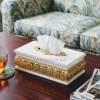 KC272-5-Wooden White Body Golden Color Metal Greek Key Pattern Tissue Box Holder (1)