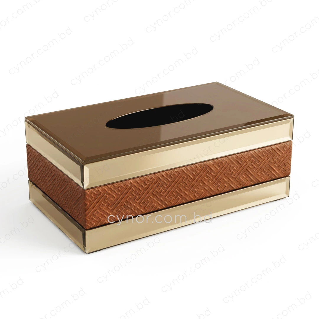 KC273-2-Premium Embossed Leatherette and Gold Mirrored Glass Tissue Box Holder (2) KC273-2-Premium Embossed Leatherette and Gold Mirrored Glass Tissue Box Holder (2)