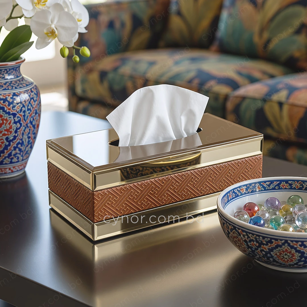 KC273-2-Premium Embossed Leatherette and Gold Mirrored Glass Tissue Box Holder (3) KC273-2-Premium Embossed Leatherette and Gold Mirrored Glass Tissue Box Holder (3)