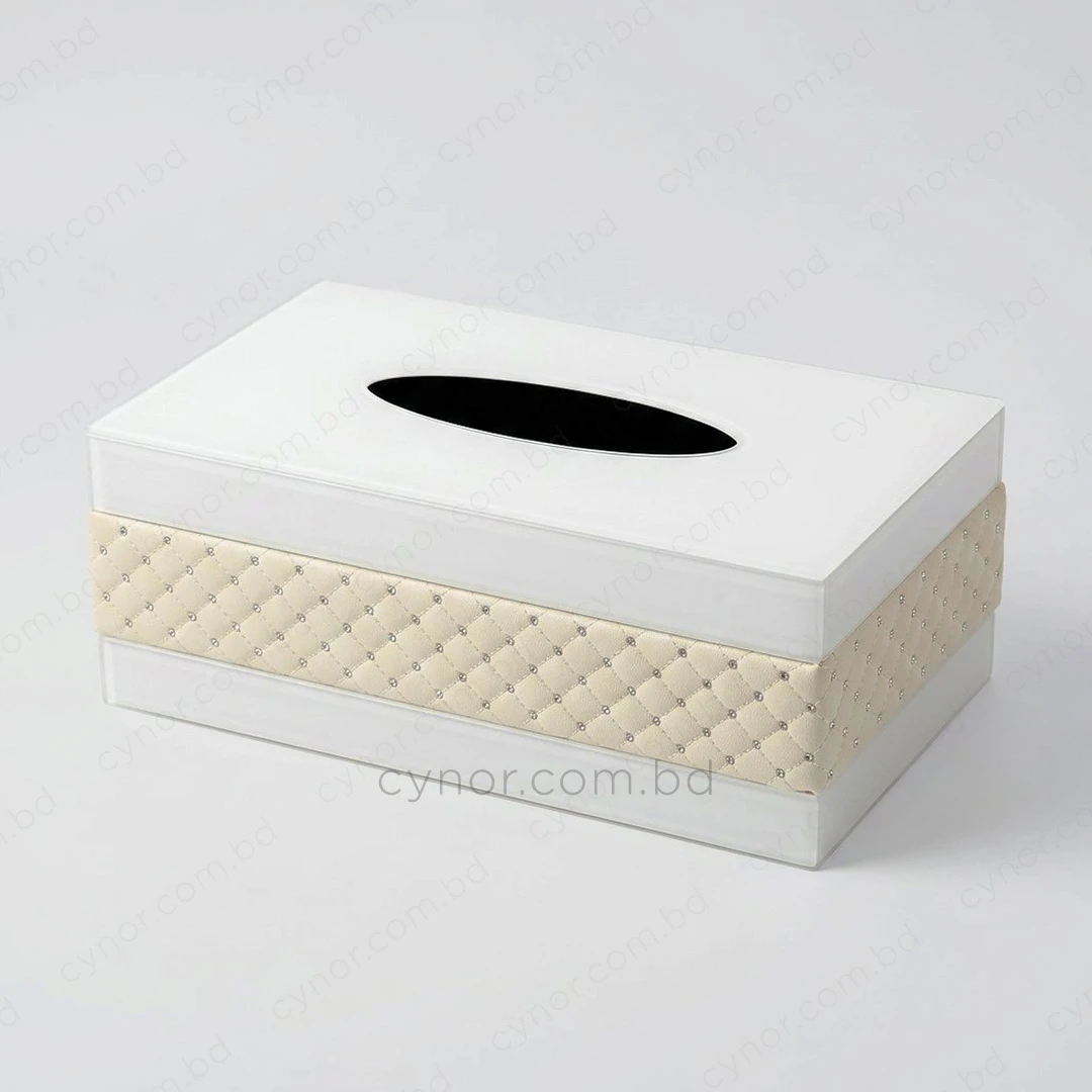 KC273-4-Premium Quilted Beige Leatherette and White Mirrored Glass Tissue Box Holder (2) KC273-4-Premium Quilted Beige Leatherette and White Mirrored Glass Tissue Box Holder (2)