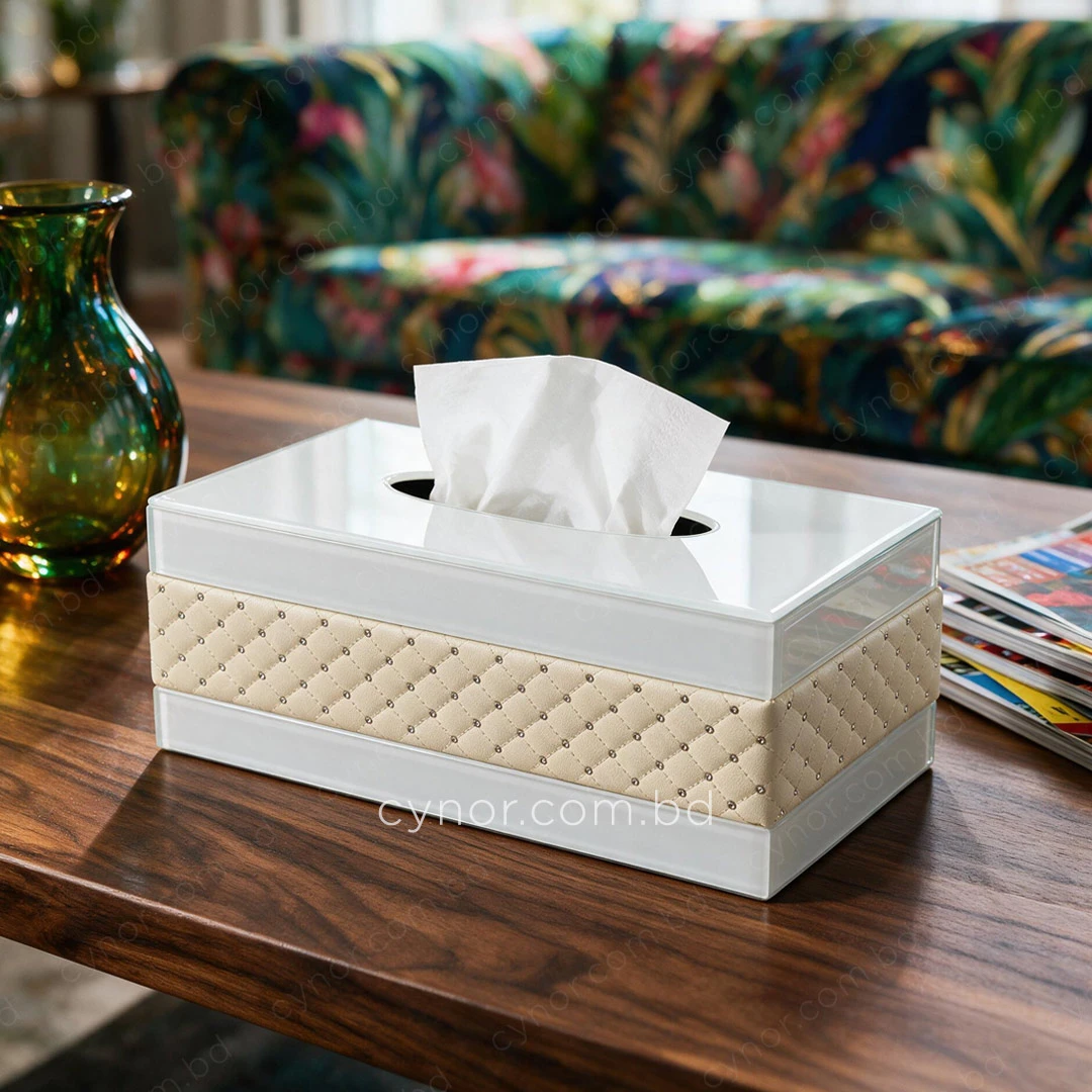 KC273-4-Premium Quilted Beige Leatherette and White Mirrored Glass Tissue Box Holder (3) KC273-4-Premium Quilted Beige Leatherette and White Mirrored Glass Tissue Box Holder (3)