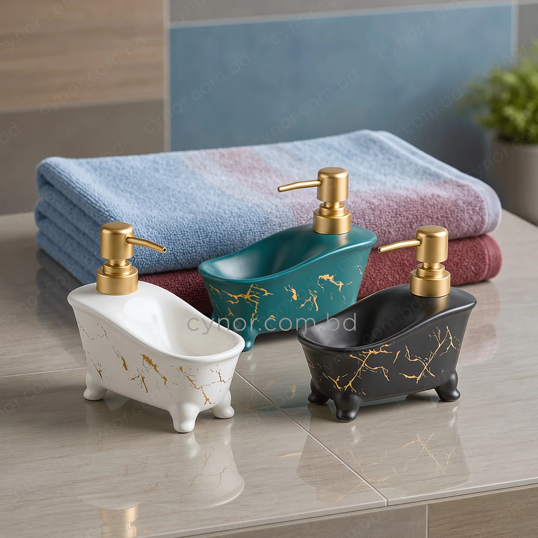 KC274-Bathtub Shape Ceramic Soap Dispenser with Golden Color Plastic Pump (10) KC274-Bathtub Shape Ceramic Soap Dispenser with Golden Color Plastic Pump (10)