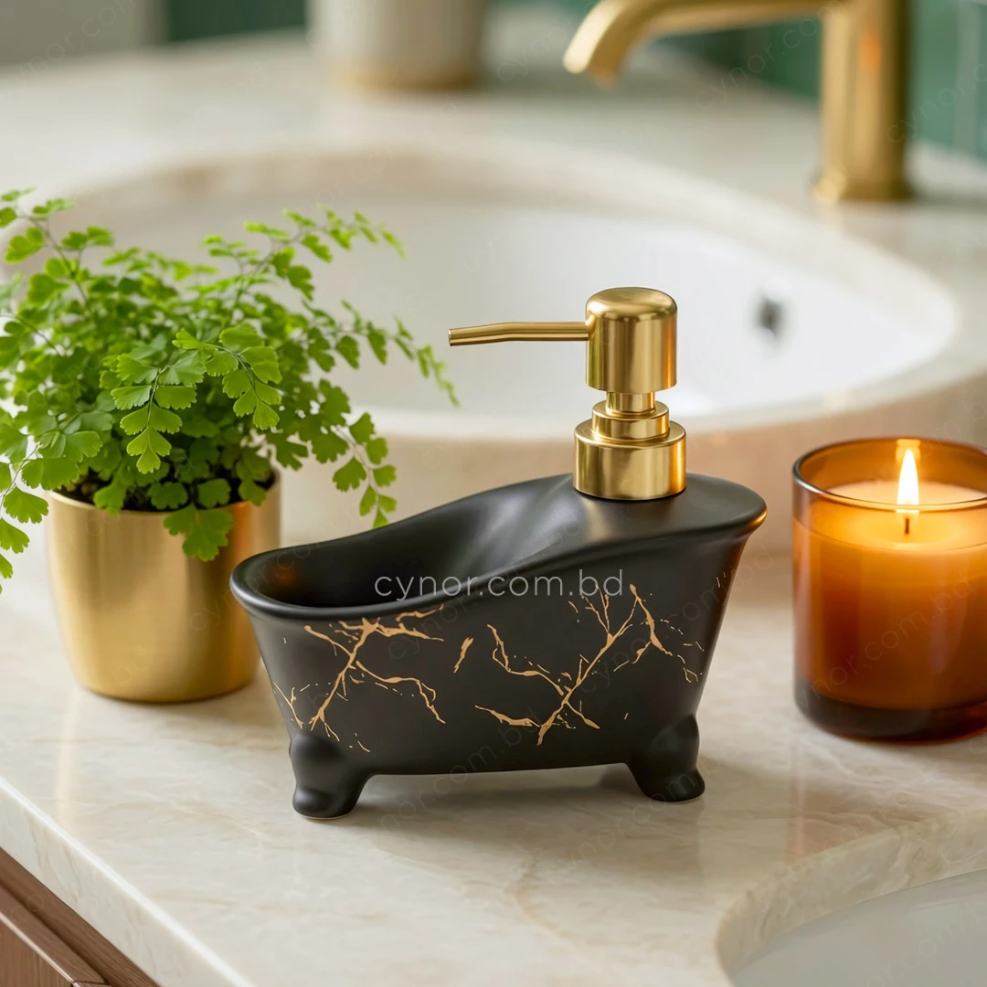 KC274-Bathtub Shape Ceramic Soap Dispenser with Golden Color Plastic Pump (2) KC274-Bathtub Shape Ceramic Soap Dispenser with Golden Color Plastic Pump (2)