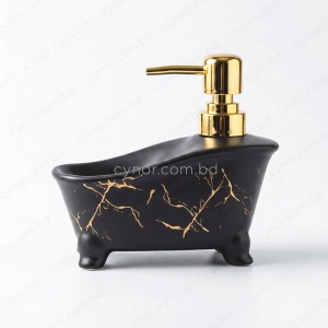 KC274-Bathtub Shape Ceramic Soap Dispenser with Golden Color Plastic Pump (8)
