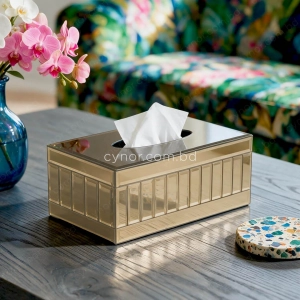 KC275-2-Premium Champagne Color Tinted Mirrored Glass Panel Design Tissue Box Holder (2)