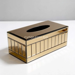 KC275-2-Premium Champagne Color Tinted Mirrored Glass Panel Design Tissue Box Holder (3)