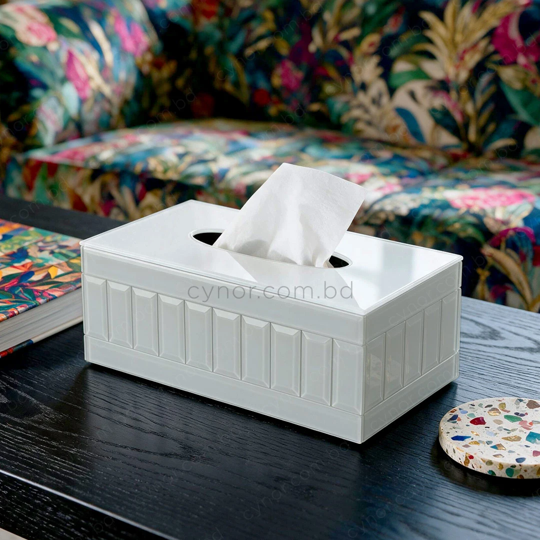 KC275-3-Premium White Tinted Mirrored Glass Panel Design Tissue Box Holder (2) KC275-3-Premium White Tinted Mirrored Glass Panel Design Tissue Box Holder (2)