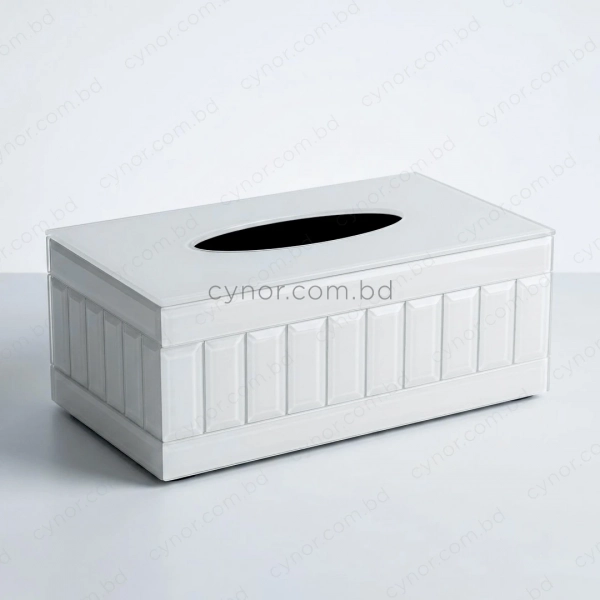 KC275-3-Premium White Tinted Mirrored Glass Panel Design Tissue Box Holder (3)
