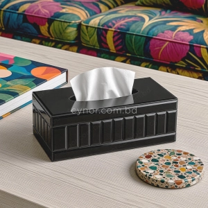 KC275-4-Premium Black Tinted Mirrored Glass Panel Design Tissue Box Holder (2)