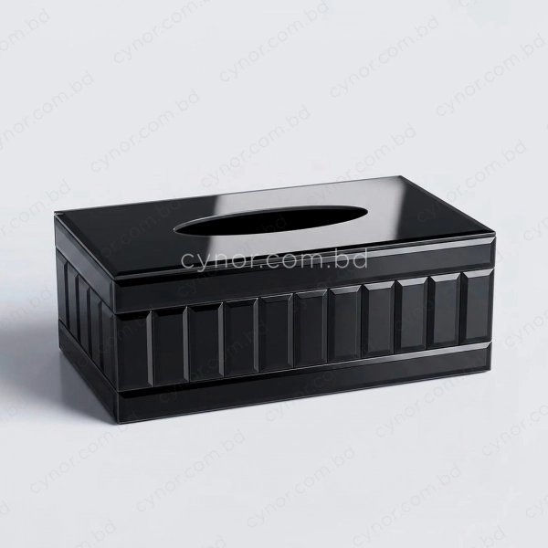 KC275-4-Premium Black Tinted Mirrored Glass Panel Design Tissue Box Holder (3)