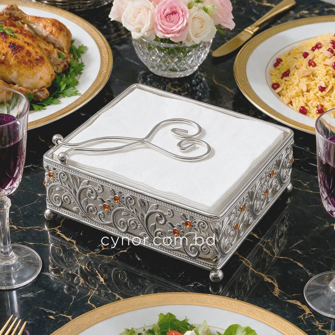 KC278-Metal Ornate Scrollwork Pattern with Acrylic Stones Design Napkin Holder (03) KC278-Metal Ornate Scrollwork Pattern with Acrylic Stones Design Napkin Holder (03)