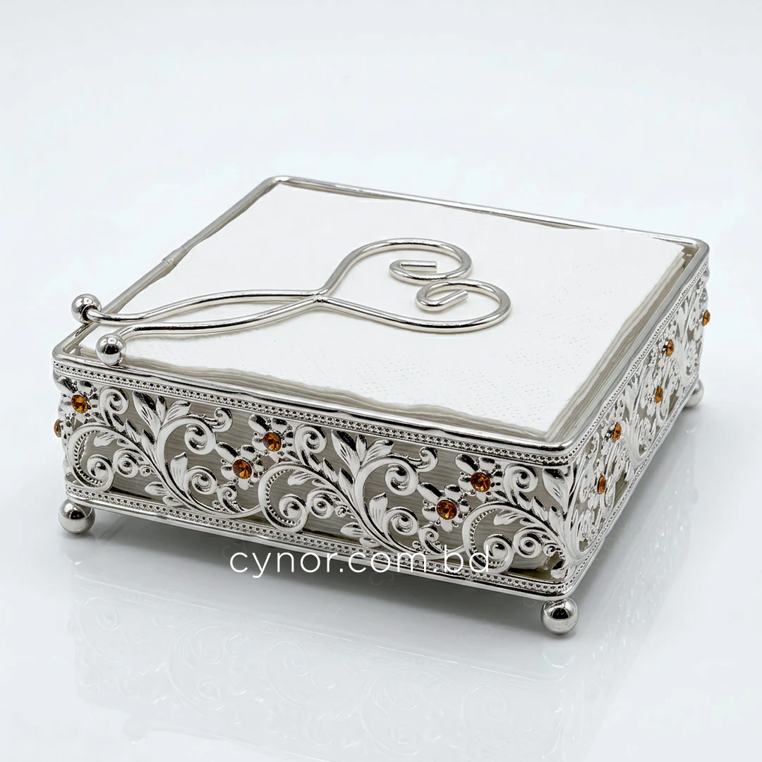 KC278-Metal Ornate Scrollwork Pattern with Acrylic Stones Design Napkin Holder (2) KC278-Metal Ornate Scrollwork Pattern with Acrylic Stones Design Napkin Holder (2)