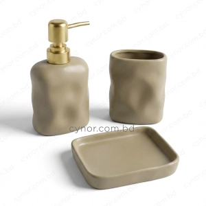 KC281-Sculpted Ceramic 3-Piece Bathroom Accessory Set with Plastic Golden Pump (6)