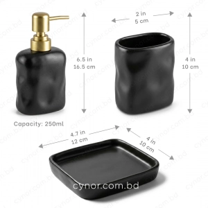 KC281-Sculpted Ceramic 3-Piece Bathroom Accessory Set with Plastic Golden Pump (8)