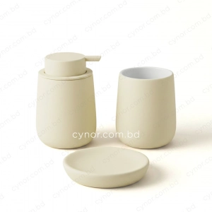 KC282-Rounded Tapered Ceramic 3-Piece Bathroom Accessory Set with Plastic Pump (5)