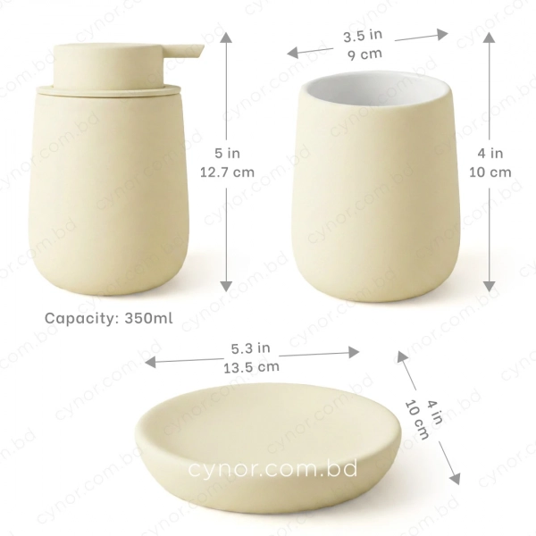 KC282-Rounded Tapered Ceramic 3-Piece Bathroom Accessory Set with Plastic Pump (6)