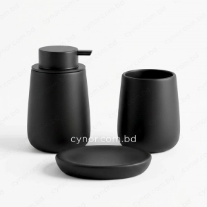 KC282-Rounded Tapered Ceramic 3-Piece Bathroom Accessory Set with Plastic Pump (8)