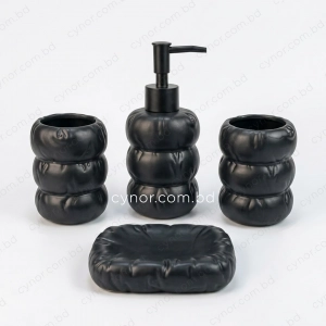 KC283-Sculptural Organic Gouged Design Ceramic 4-Piece Bathroom Accessory Set (3)
